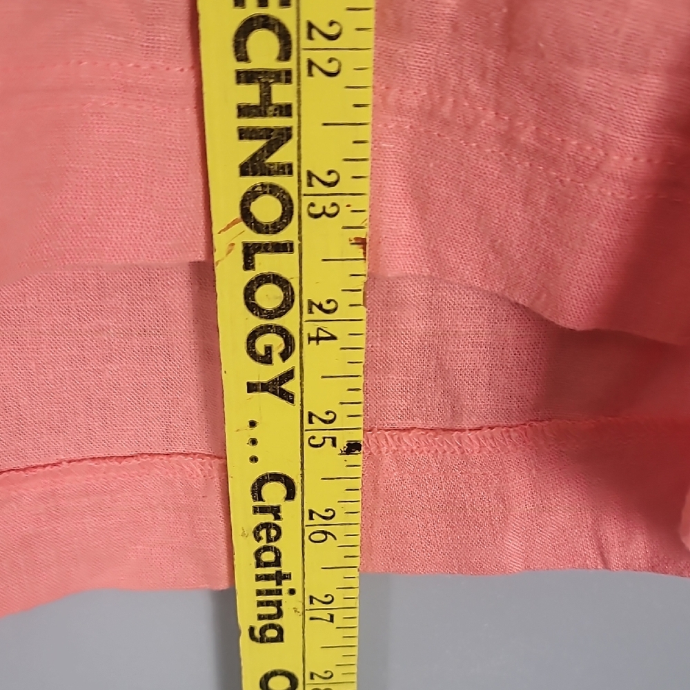 Splendid Linen Blend Orange Mandarin Peach Cuffed Sleeves Top - Picture 5 of 6